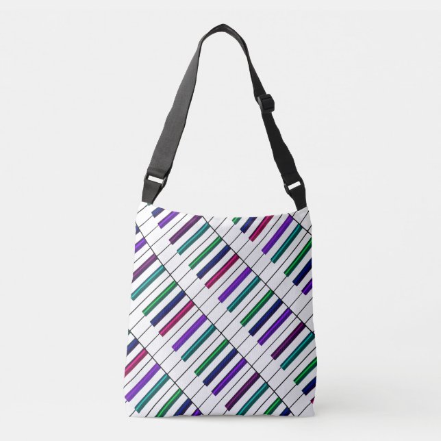 Crazy Rainbow Piano Keyboard Music Tote Bag (Front)