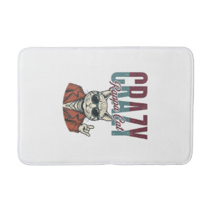 Crazy Rappa Cat Vintage Engraving T-Shirt Design_1 Bath Mat