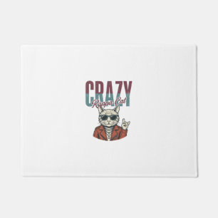 Crazy Rappa Cat Vintage Engraving T-Shirt Design_1 Doormat