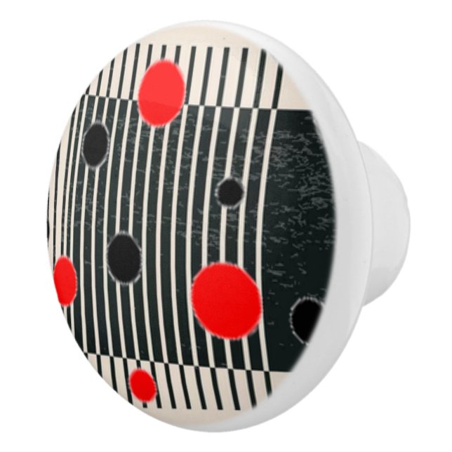 “Crazy Red Dots” Ceramic Door Knob (Right)