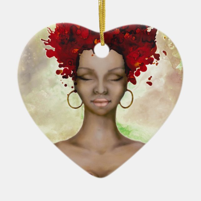 Crazy Red Hair Morning Ceramic Ornament (Front)
