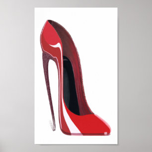 Crazy Red Heel Stiletto Shoe Art Poster