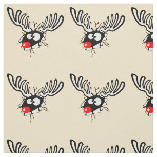 Crazy Red Nosed Reindeer Fabric