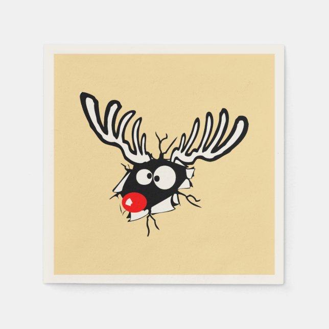Crazy Red Nosed Reindeer Napkin (Front)