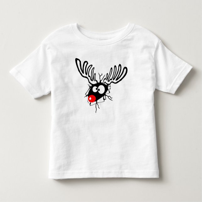 Crazy Red Nosed Reindeer Toddler T-Shirt (Front)
