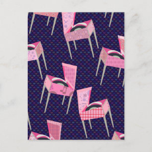 Crazy Retro Record Player Pattern Postcard