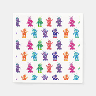 Crazy Robot Pattern Theme Birthday Party Napkin
