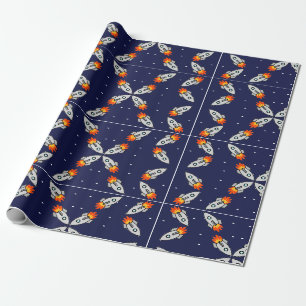 Crazy rockets wrapping paper