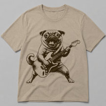 Crazy Rockstar Pug Dog Shredding Electric Guitar