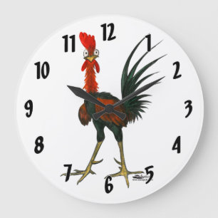 Crazy Rooster Large Clock