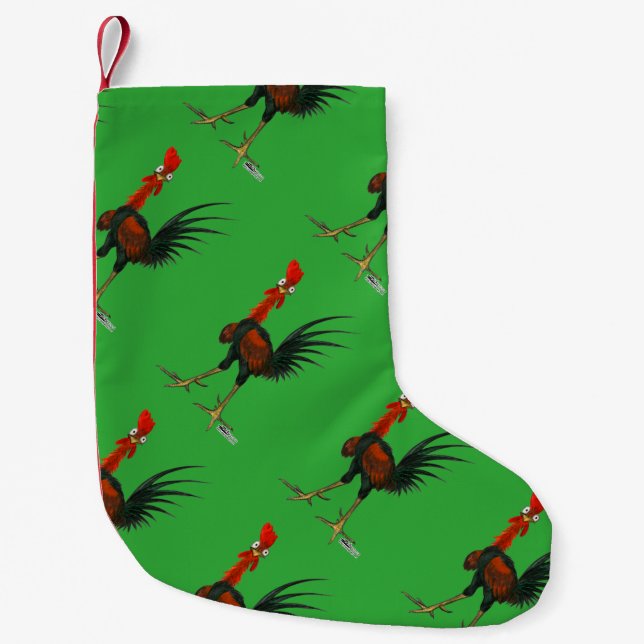 Crazy Rooster Small Christmas Stocking (Front)