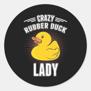Crazy Rubber Duck Girl Classic Round Sticker