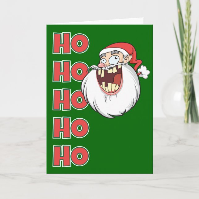 Crazy Santa Claus Laughing Holiday Card (Front)