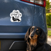 Crazy Sausage Dog Mum Car Magnet Personalised