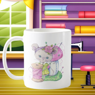 crazy sewing lady word art coffee mug