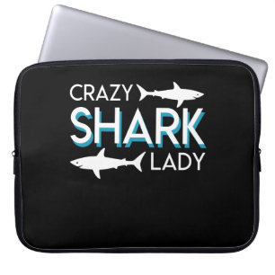 Crazy Shark Lady Design Shark Lady Gifts Laptop Sleeve