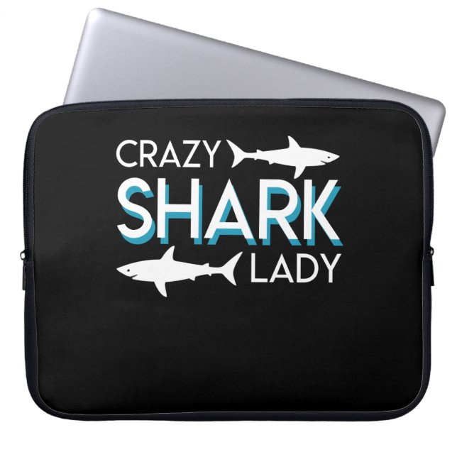 Crazy Shark Lady Design Shark Lady Gifts Laptop Sleeve (Front)