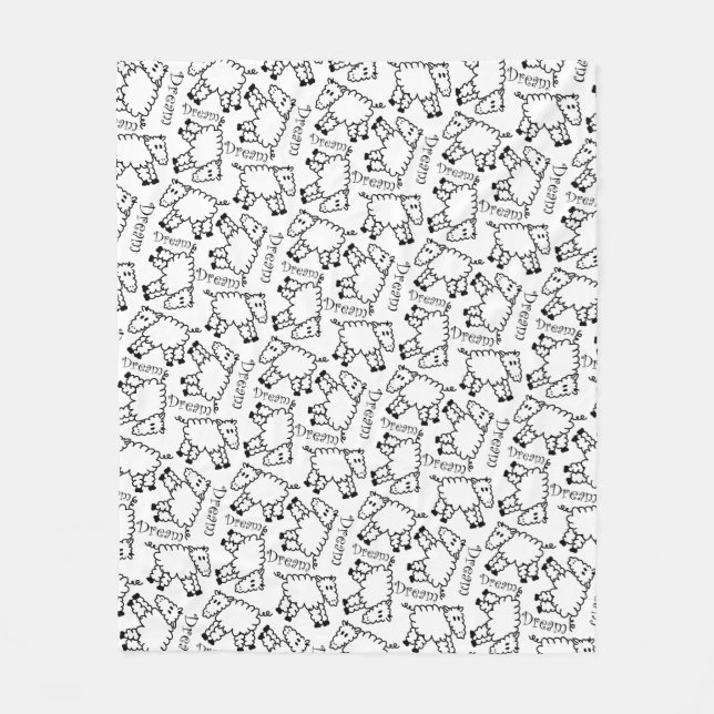 Crazy Sheep Dream Doodle Pattern Fleece Blanket (Front)