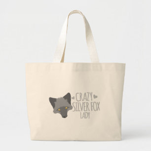 Crazy silver fox lady large tote bag
