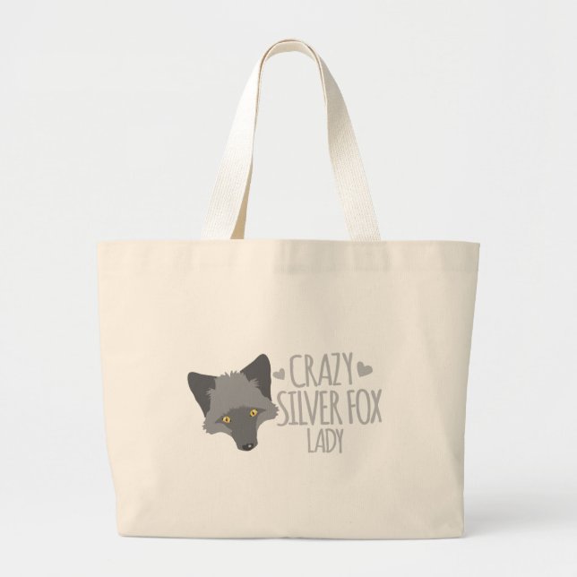 Crazy silver fox lady large tote bag (Front)