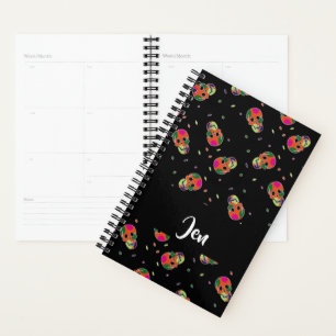 Crazy skulls on black planner