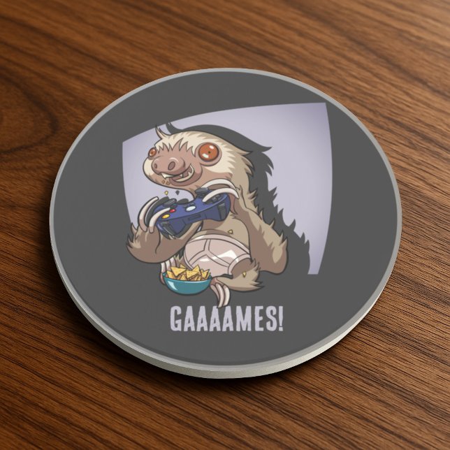 Crazy Sloth Character Quirky Video Games Fan Gift Coaster (Creator Uploaded)