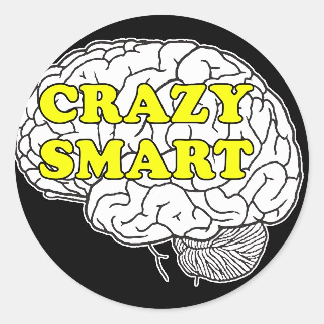 crazy smart classic round sticker (Front)