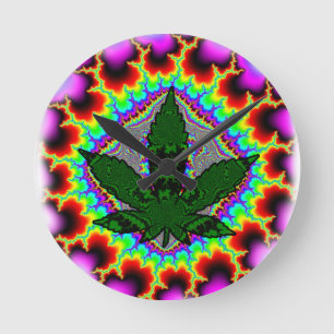 Crazy Smoke Weed Fun Rasta Round Clock