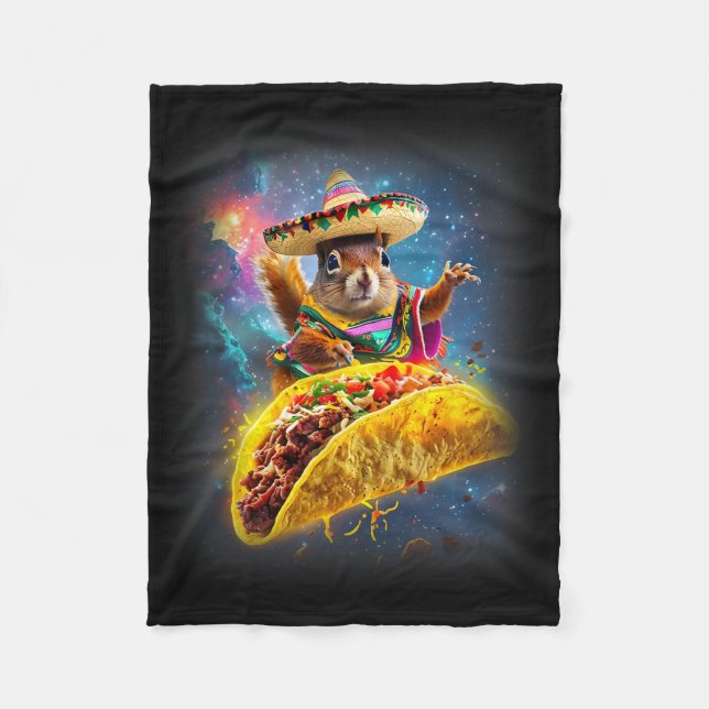 Crazy Space Taco Squirrel Cinco De Mayo Squirrel S Fleece Blanket (Front)