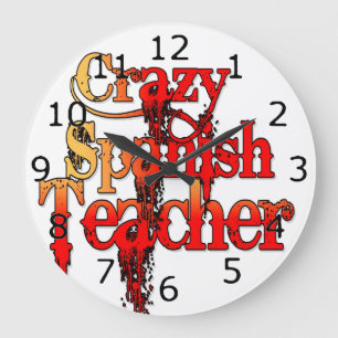 Crazy Spanish Teacher Large Clock