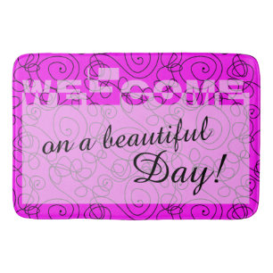 Crazy Spiral Lines black + your background & ideas Bath Mat