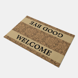 Crazy Spiral Lines black + your background & ideas Doormat