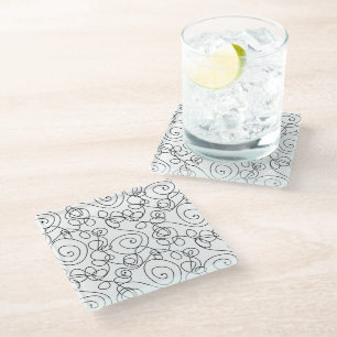 Crazy Spiral Lines black + your background & ideas Glass Coaster