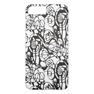 Crazy Spirals Lines black II + your backgr. & idea iPhone 8 Plus/7 Plus Case