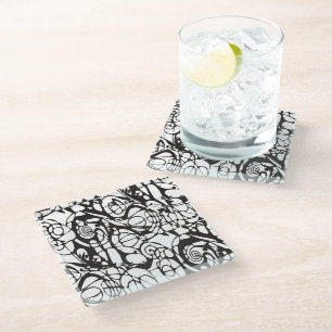 Crazy Spirals Lines black II + your backgr. & idea Glass Coaster