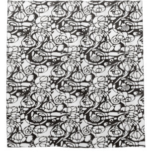Crazy Spirals Lines black II + your backgr. & idea Shower Curtain