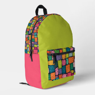 Crazy Squares 2 Tone Printed Backpack