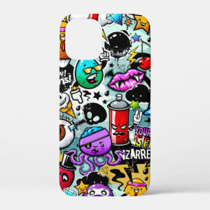 Crazy Sticker Skull lips spray Graffiti iPhone 12 Mini Case