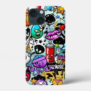 Crazy Sticker Skull, lips, spray Graffiti iPhone 13 Mini Case