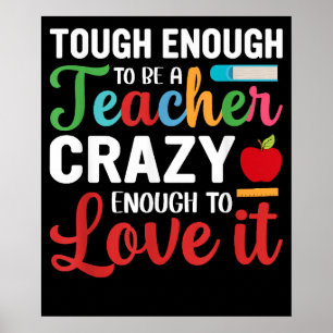 Crazy Teacher Men Women Funny School Teachers Poster