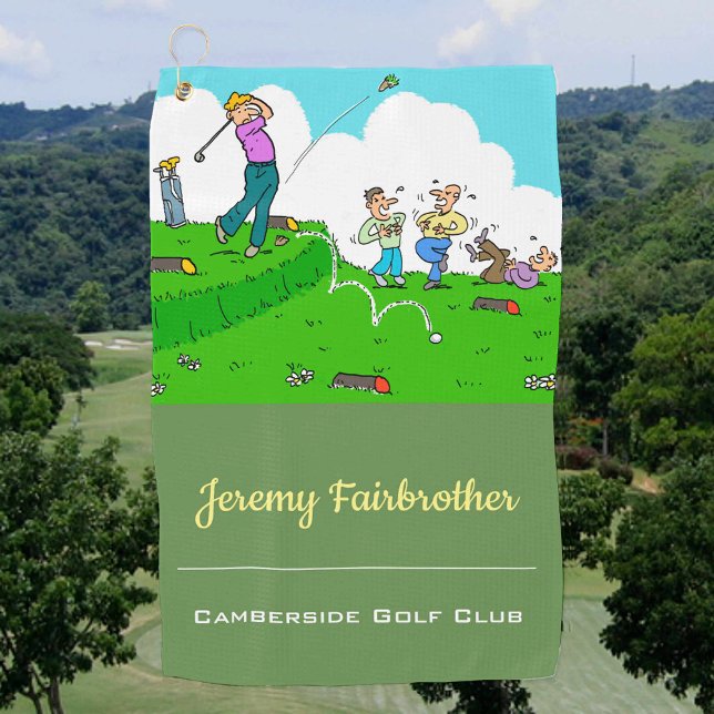 Crazy tee-off -  Funny Golf Cartoon Golf Towel (Creator Uploaded)