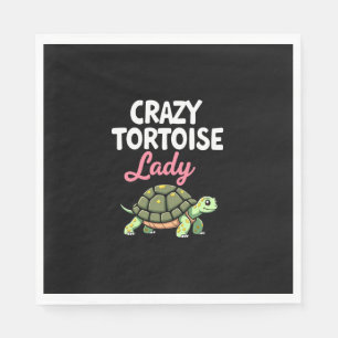 Crazy Tortoise Lady Tortoises Mom Women Turtle (4) Napkin