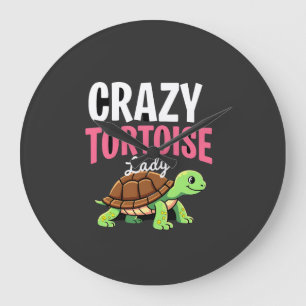 Crazy Tortoise Lady Tortoises Mum Women Turtle (1) Large Clock