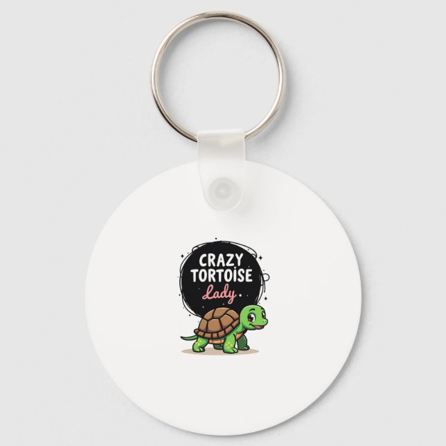 Crazy Tortoise Lady Tortoises Mum Women Turtle (2) Key Ring (Front)