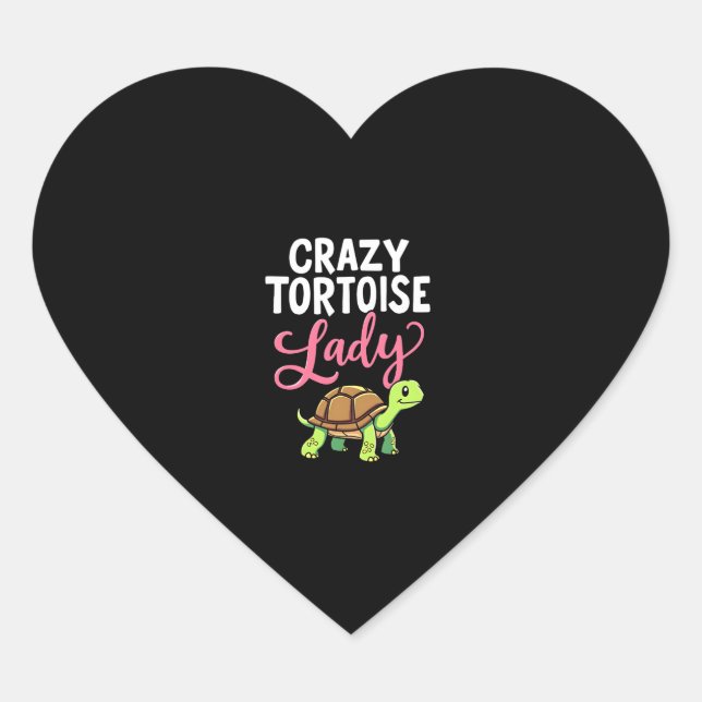 Crazy Tortoise Lady Tortoises Mum Women Turtle (3) Heart Sticker (Front)