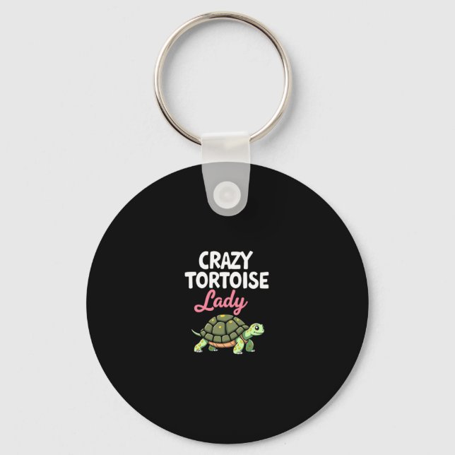 Crazy Tortoise Lady Tortoises Mum Women Turtle (4) Key Ring (Front)