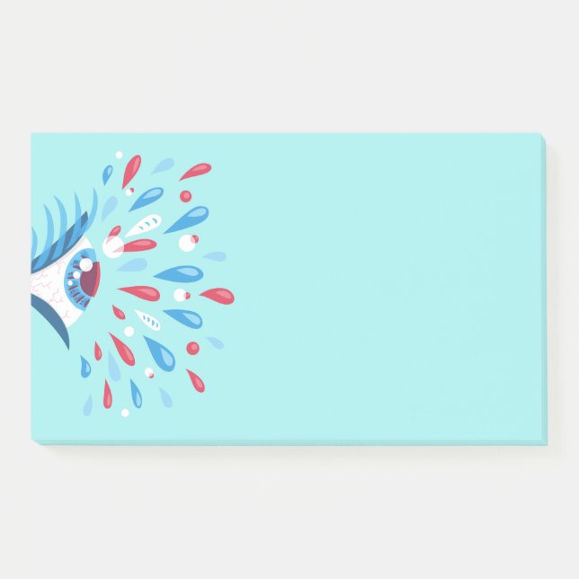 Crazy Trippy Eye Blue Psychedelic Art Post-it Notes (Front)