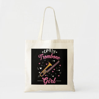 Crazy Trombone Girl Trombone Tote Bag