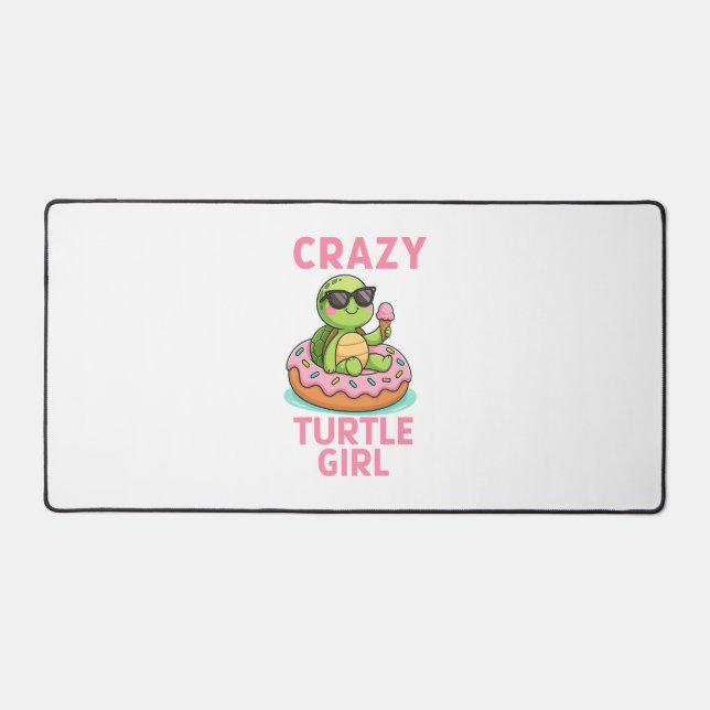 Crazy turtle girl desk mat (Front)