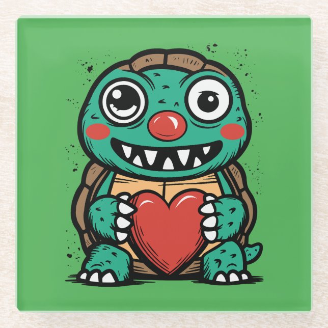 Crazy turtle glass coaster (Front)